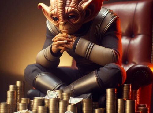 Ferengi denkt über seine Cashreserve bei seinem Aktiendepot nach.